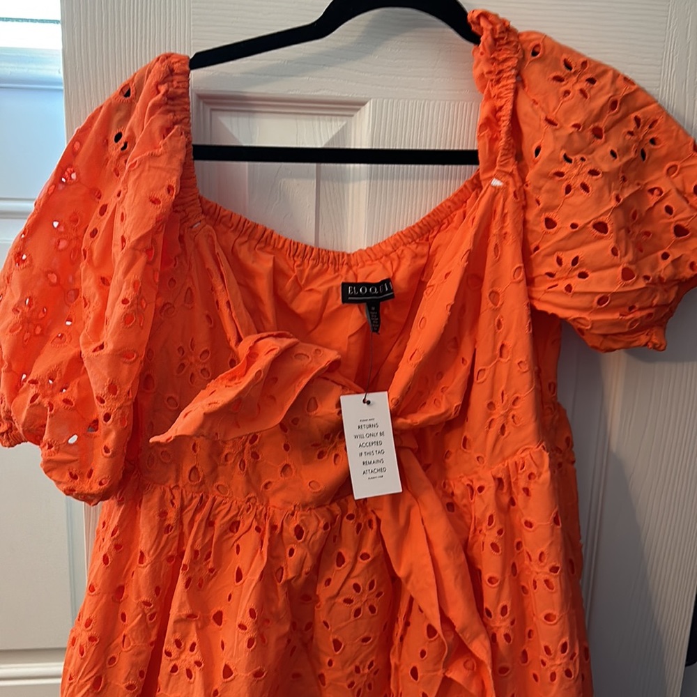 SOLD OUT ONLINE PRICE FIRM ELOQUII Eyelet Tie Front Maxi Dress - Picture 7 of 11